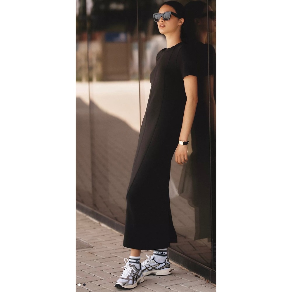 VARLEY Hattie Maxi Dress 2.0 Black Short Sleeve XS NEW Travel Lounge Comfort